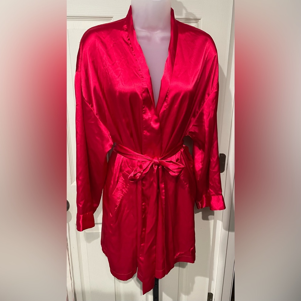 Victoria's Secret Vibrant Red Satin Robe